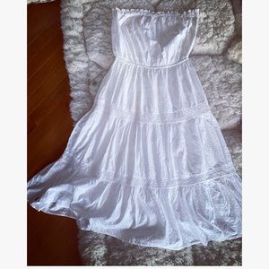 Tommy strapless White eyelet ruffle dress